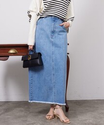 Chez toi | 【細見え効果抜群!!】デニムロングスカート(デニムスカート)