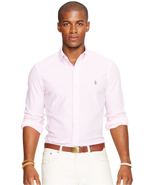 POLO RALPH LAUREN（ポロ ラルフ ローレン）の「Polo Ralph Lauren Striped Featherweight Mesh Shirt（シャツ/ブラウス・メンズ・Pink/White/Blue/White・XL/S/M/L/XXL）」の2枚目の写真