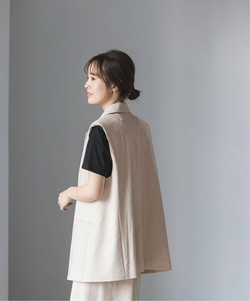 Noble（ノーブル）の「《予約》コットンリネンパワーショルダージレ（ジャケット/アウター・ブラック/(001)/36/在庫あり/38）」の8枚目の写真
