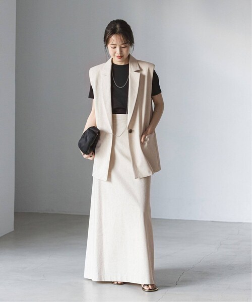 Noble（ノーブル）の「《予約》コットンリネンパワーショルダージレ（ジャケット/アウター・ブラック/(001)/36/在庫あり/38）」の9枚目の写真