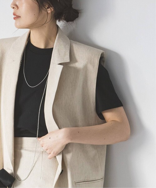 Noble（ノーブル）の「《予約》コットンリネンパワーショルダージレ（ジャケット/アウター・ブラック/(001)/36/在庫あり/38）」の7枚目の写真