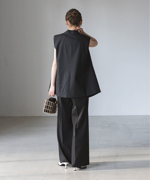 Noble（ノーブル）の「《予約》コットンリネンパワーショルダージレ（ジャケット/アウター・ブラック/(001)/36/在庫あり/38）」の6枚目の写真