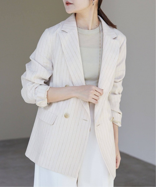 【美品】SLOBE IENA テレデラン ジャケット ベージュ リネン 100% SLOBE IENA（スローブイエナ）の「リネン混テーラードジャケット