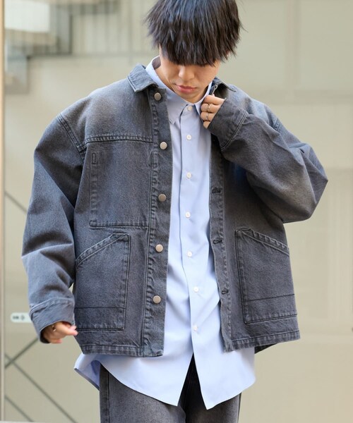 COLONY 2139（コロニートゥーワンスリーナイン）の「【セットアップ対応】ブラッシュドデニムカバーオール（カバーオール・メンズ・サックスブルー/ブラック・M/L）」の2枚目の写真