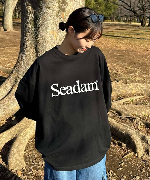 CIAOPANIC TYPY（チャオパニックティピー）の「【WEB限定】【ユニセックス】SEADAMロゴプリントビッグシルエットロンTee（Tシャツ/カットソー・レディース・ホワイト/グレー/ブルー/ブラック/ネイビー・S/M/L/XL）」の2枚目の写真