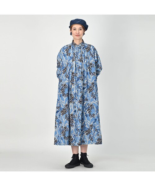 【美品】45R　フォーティーファイブアール　 シオンプリントのくしゅくしゅドレス 45R（フォーティファイブアール）の「シオンプリントのくしゅくしゅ