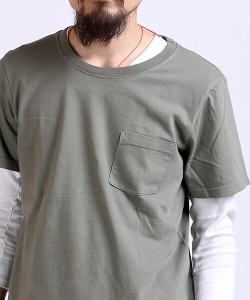 FREAK'S AMERICA（フリークスアメリカ）の「ORGANIC COTTON CREWNECK POCKET T（トップス・メンズ・ホワイト/チャコールグレー/ベージュ/オリーブ/ブルー・S/M/L）」の7枚目の写真