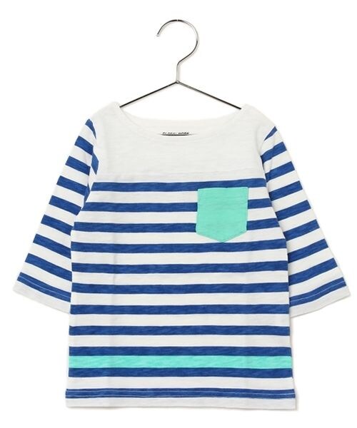 GLOBAL WORK（グローバルワーク）の「【キッズ】１５ＳＳパネルボーダー７分袖（トップス・キッズ・マルチカラー01/イエロー62/ブルー85/ネイビー88・Ｓ/Ｍ/Ｌ/ＸＬ）」の2枚目の写真