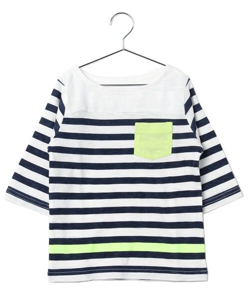 GLOBAL WORK（グローバルワーク）の「【キッズ】１５ＳＳパネルボーダー７分袖（トップス・キッズ・マルチカラー01/イエロー62/ブルー85/ネイビー88・Ｓ/Ｍ/Ｌ/ＸＬ）」の3枚目の写真