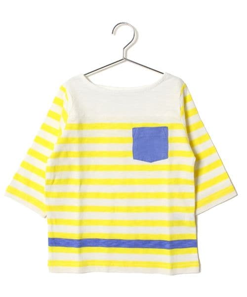GLOBAL WORK（グローバルワーク）の「【キッズ】１５ＳＳパネルボーダー７分袖（トップス・キッズ・マルチカラー01/イエロー62/ブルー85/ネイビー88・Ｓ/Ｍ/Ｌ/ＸＬ）」の4枚目の写真