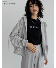 Re:EDIT（リエディ）の「サテンフーディージップブルゾン - ジャケット/アウター |レディースファッション通販 Re:EDIT - リエディ - ジャケット/アウター通販 | レディースファッション - Re:EDIT（リエディ）（その他）」