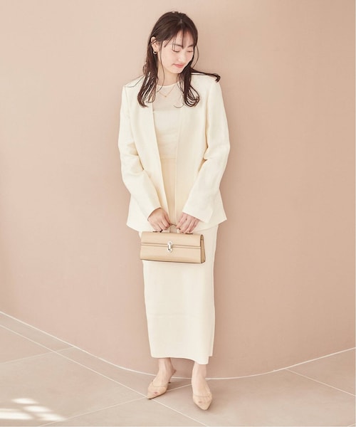 美品　Plage Shantung ジャケット ホワイト 36 Plage Shantung ジャケット 36 追加》Shantung ジャケット（ノーカラー