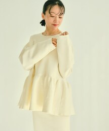 PUAL CE CIN | 【Du noir】スポンディッシュペプラムパールプルオーバー(ニット/セーター)