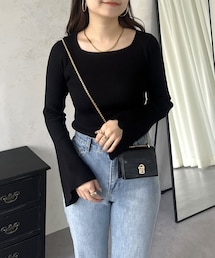 prose verse | スクエアネックフレアスリーブリブニット(ニット/セーター)