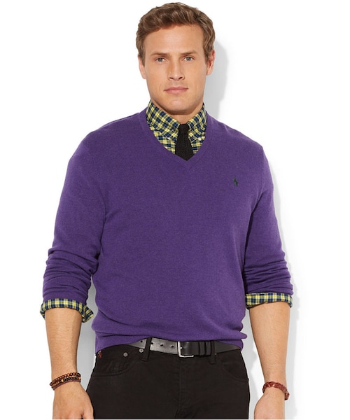 POLO RALPH LAUREN（ポロ ラルフ ローレン）の「Polo Ralph Lauren Big and Tall Merino Wool V-Neck Sweater（ニット/セーター・メンズ・Guild Purple/Northwest Pine/Black/Varisty Orange/Grey Heather・2XB/3XB/3LT/2LT/XLT/4XB/LT/4LT）」の6枚目の写真