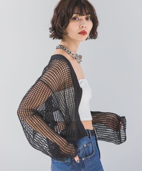 PAGEBOY（ページボーイ）の「ZIPメッシュカーディガン（トップス・オフホワイト05/ブラック09/グレー15/コーラルピンク23・F）」の15枚目の写真