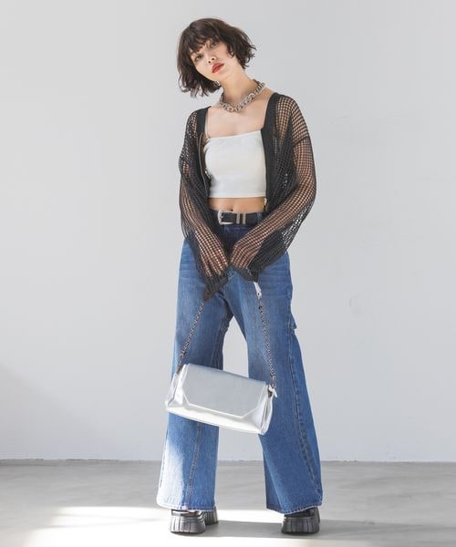 PAGEBOY（ページボーイ）の「ZIPメッシュカーディガン（トップス・オフホワイト05/ブラック09/グレー15/コーラルピンク23・F）」の18枚目の写真