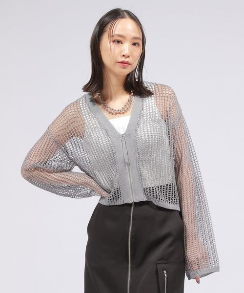 PAGEBOY（ページボーイ）の「ZIPメッシュカーディガン（トップス・オフホワイト05/ブラック09/グレー15/コーラルピンク23・F）」の21枚目の写真