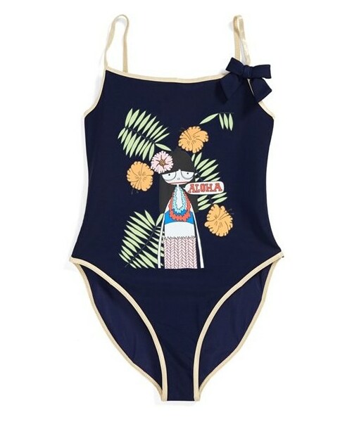 Little Marc Jacobs（リトルマークジェイコブス）の「LITTLE MARC JACOBS 'Aloha' One-Piece Swimsuit (Toddler Girls, Little Girls & Big Girls)（水着・キッズ・Navy・Little Girl 6/Big Girl 14/Toddler 2T/Big Girl 12）」の2枚目の写真
