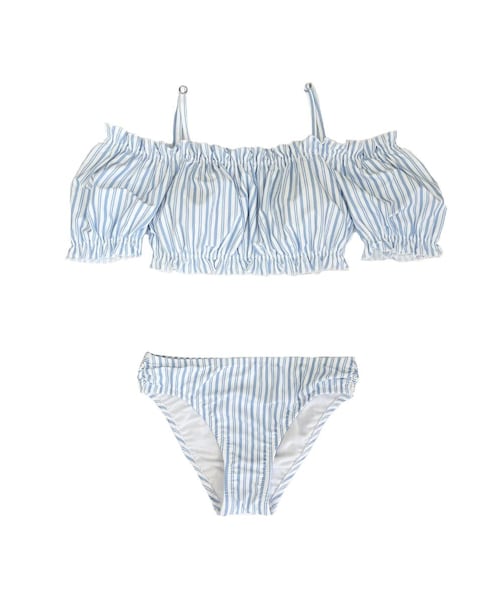 PEAK&PINE（ピークアンドパイン）の「★即納★【2024年新作水着】ストライプ柄オフショルダービキニ（その他・レディース・イエロー/サックス・9M★即納★）」の3枚目の写真