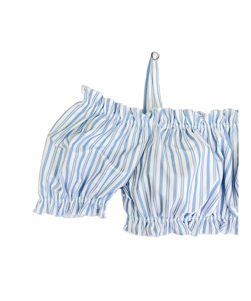 PEAK&PINE（ピークアンドパイン）の「★即納★【2024年新作水着】ストライプ柄オフショルダービキニ（その他・レディース・イエロー/サックス・9M★即納★）」の5枚目の写真