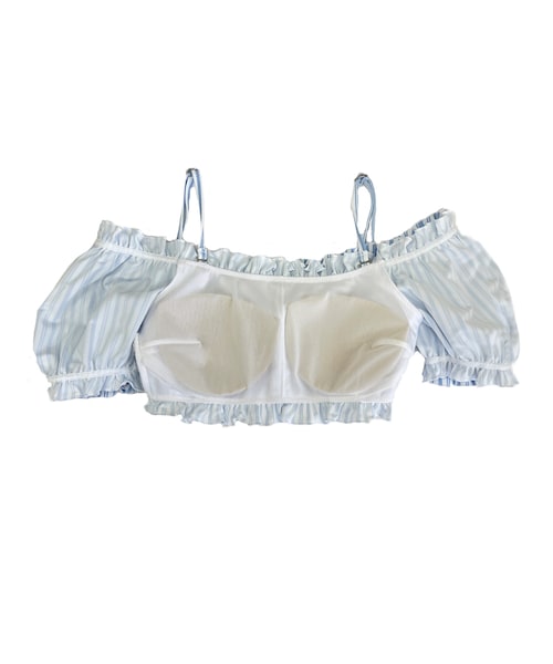 PEAK&PINE（ピークアンドパイン）の「★即納★【2024年新作水着】ストライプ柄オフショルダービキニ（その他・レディース・イエロー/サックス・9M★即納★）」の7枚目の写真