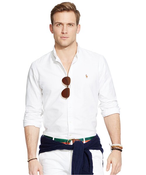 POLO RALPH LAUREN（ポロ ラルフ ローレン）の「Polo Ralph Lauren Solid Oxford Shirt（シャツ/ブラウス・メンズ・Blue/Yellow/Aegean Blue/White/Pink・S/M/XXL/MT/LT/L/XLT/XL）」の4枚目の写真