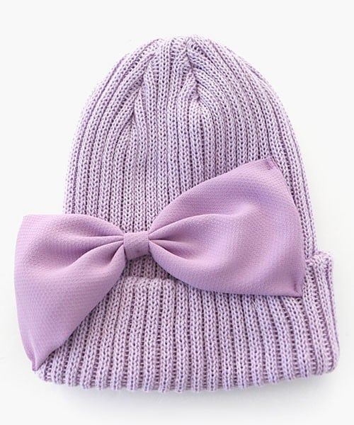 DHOLIC（ディーホリック）の「パステルカラービッグリボンニット帽（ニットキャップ/ビーニー・レディース・ホワイトアイボリー/ピンク/ライトパープル/ミント/イエロー/ネイビー・ONE）」の4枚目の写真