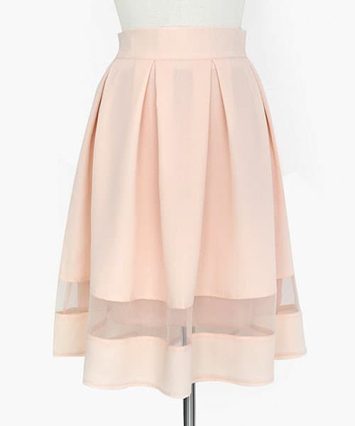 DHOLIC(ディーホリック)の「ラインシースルーフレアスカート(スカート・レディース・ピーチ/ホワイトアイボリー/ブラック/ネイビー・ONE SIZE)」の1枚目の写真