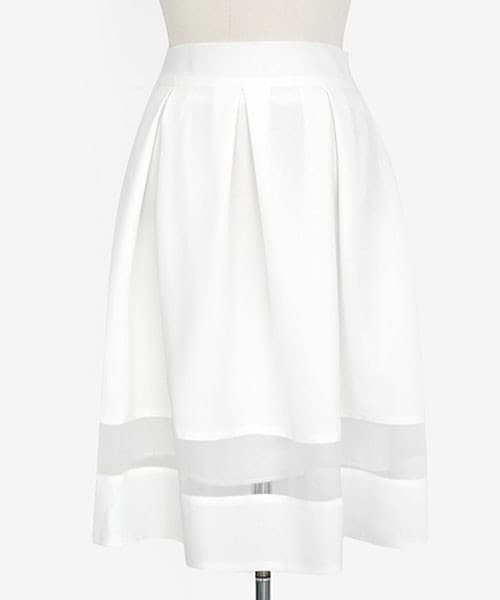 DHOLIC(ディーホリック)の「ラインシースルーフレアスカート(スカート・レディース・ピーチ/ホワイトアイボリー/ブラック/ネイビー・ONE SIZE)」の2枚目の写真