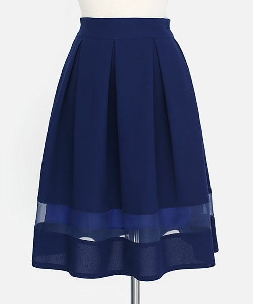 DHOLIC(ディーホリック)の「ラインシースルーフレアスカート(スカート・レディース・ピーチ/ホワイトアイボリー/ブラック/ネイビー・ONE SIZE)」の4枚目の写真