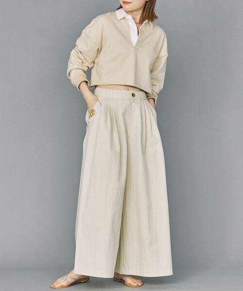 BABYLONE（バビロン）の「コットンナイロンフレアワイドパンツ（パンツ・レディース・チャコール18/クリーム62・36/38）」の6枚目の写真