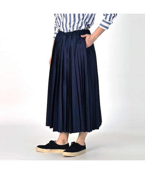 美品★45R★インディゴ　プリーツスカート 70240261.jpg