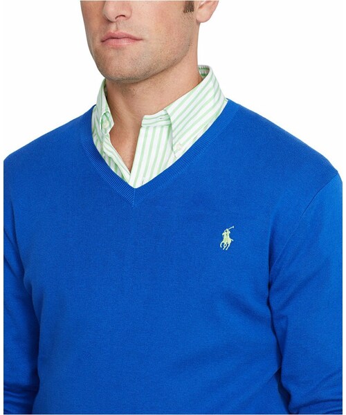 POLO RALPH LAUREN（ポロ ラルフ ローレン）の「Polo Ralph Lauren Pima V-Neck Sweater（ニット/セーター・メンズ・Hot Coral/Liquid Blue/Optic Lime/Hunter Navy/Magenta Rose/Saturn Blue/Light Grey Heather/White・S/L/M/XL/XXL）」の4枚目の写真