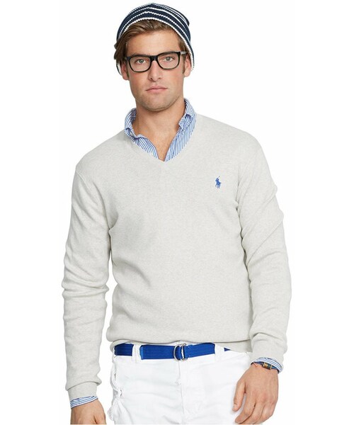 POLO RALPH LAUREN（ポロ ラルフ ローレン）の「Polo Ralph Lauren Pima V-Neck Sweater（ニット/セーター・メンズ・Hot Coral/Liquid Blue/Optic Lime/Hunter Navy/Magenta Rose/Saturn Blue/Light Grey Heather/White・S/L/M/XL/XXL）」の3枚目の写真