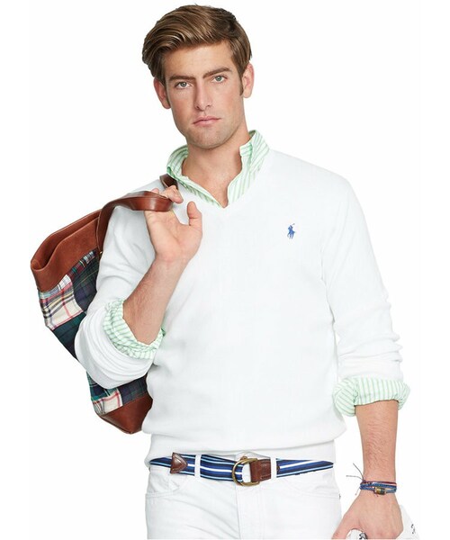 POLO RALPH LAUREN（ポロ ラルフ ローレン）の「Polo Ralph Lauren Pima V-Neck Sweater（ニット/セーター・メンズ・Hot Coral/Liquid Blue/Optic Lime/Hunter Navy/Magenta Rose/Saturn Blue/Light Grey Heather/White・S/L/M/XL/XXL）」の9枚目の写真