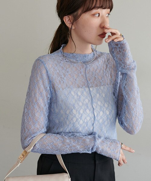 DISCOAT(ディスコート)の「【@yuyukekelife監修】花柄レースプルオーバー≪オケージョン≫(Tシャツ/カットソー・レディース・オフホワイト/ブルー/ブラック・F)」の3枚目の写真