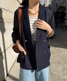 DouDou | 【マイナス3kg見え】メッシュダブルジャケット(テーラードジャケット)