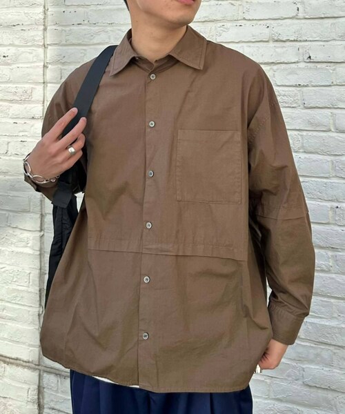 CIAOPANIC TYPY（チャオパニックティピー）の「【SOUNDS GOOOOD / サウンズグッド】切替レギュラーカラーオーバーシャツ（トップス・レディース・サックスブルー/ブルー/ブラウン/ブラック・ONE）」の3枚目の写真