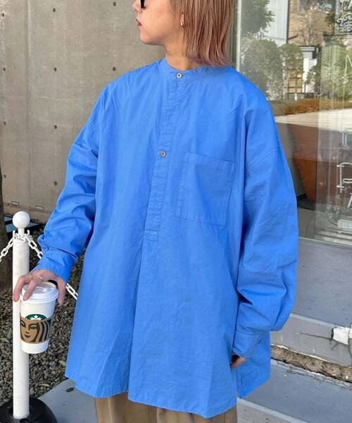 CIAOPANIC TYPY（チャオパニックティピー）の「【SOUNDS GOOOOD / サウンズグッド】切替バックジップバンドカラープルオーバーシャツ（トップス・レディース・サックスブルー/ブルー/ブラウン/ブラック・ONE）」の4枚目の写真