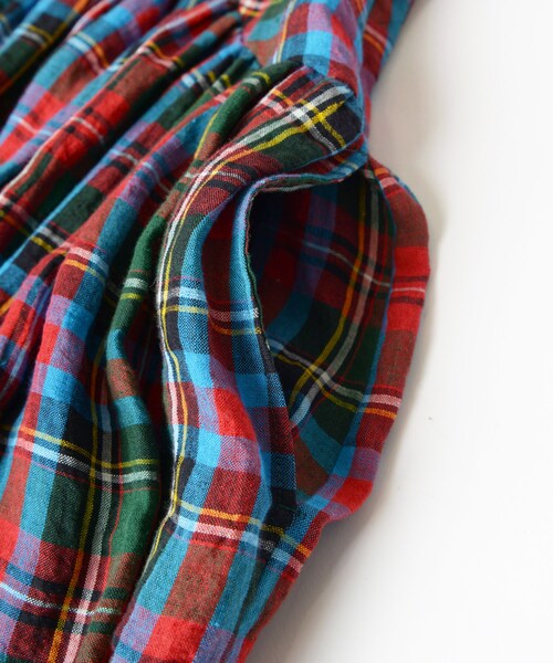 ワンピース HOLIDAY CHECK LINEN VOLUME STRAP DRESS HOLIDAY（ホリデイ）の「CHECK LINEN VOLUME STRAP DRESS