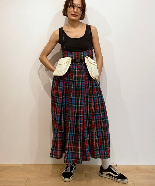 HOLIDAY（ホリデイ）の「CHECK LINEN VOLUME STRAP DRESS（）」 - WEAR