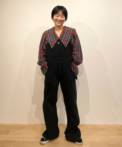 HOLIDAY（ホリデイ）の「CHECK LINEN BIG COLLAR BLOUSE