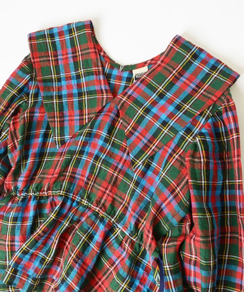 HOLIDAY（ホリデイ）の「CHECK LINEN BIG COLLAR BLOUSE