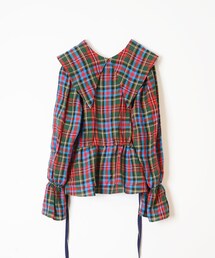HOLIDAY（ホリデイ）の「CHECK LINEN BIG COLLAR BLOUSE