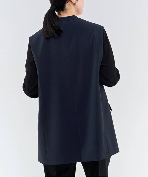 IÉNA ネイビーノーカラー　ジレ IENA（イエナ）の「《予約》ダブルクロスノーカラージレ（）」 - WEAR