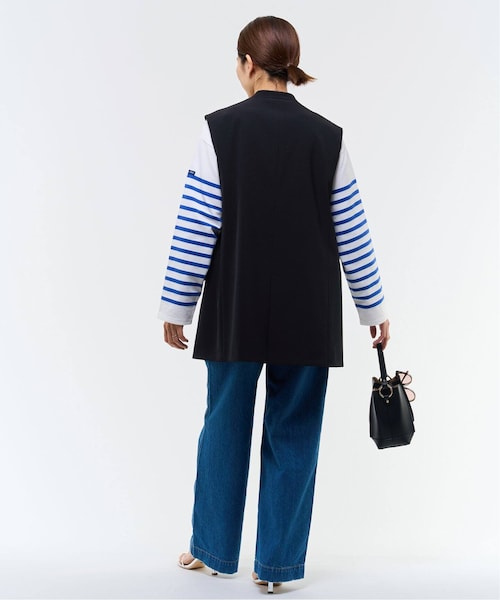 IÉNA ネイビーノーカラー　ジレ IENA（イエナ）の「《予約》ダブルクロスノーカラージレ（）」 - WEAR