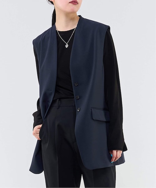 新品未使用タグ付き イエナ ダブルクロスノーカラージレ ブラック 36 IENA（イエナ）の「《予約》ダブルクロスノーカラージレ（）」 - WEAR