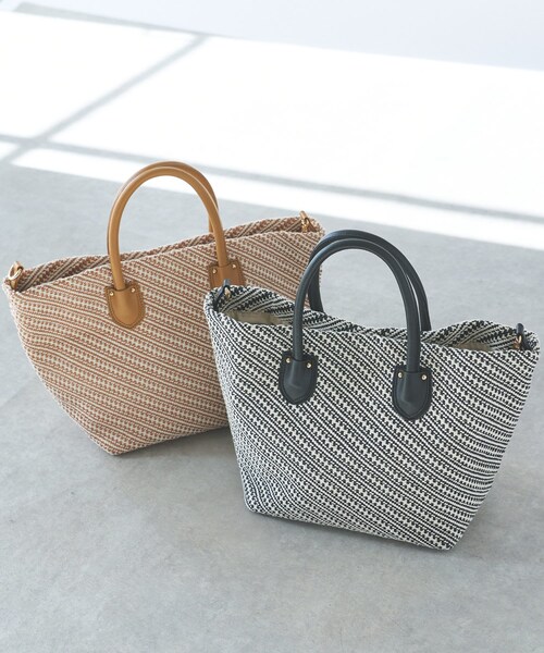 un dix cors(アンディコール)の「《予約》織柄ハンドバッグ(かごバッグ・レディース・キャメル/ブラック・F)」の2枚目の写真