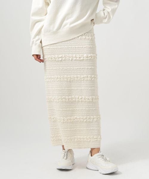 BAYFLOW(ベイフロー)の「≪予約≫ジャガードカットナロースカート(スカート・ナチュラル51/モカ59/ライム71・F)」の1枚目の写真